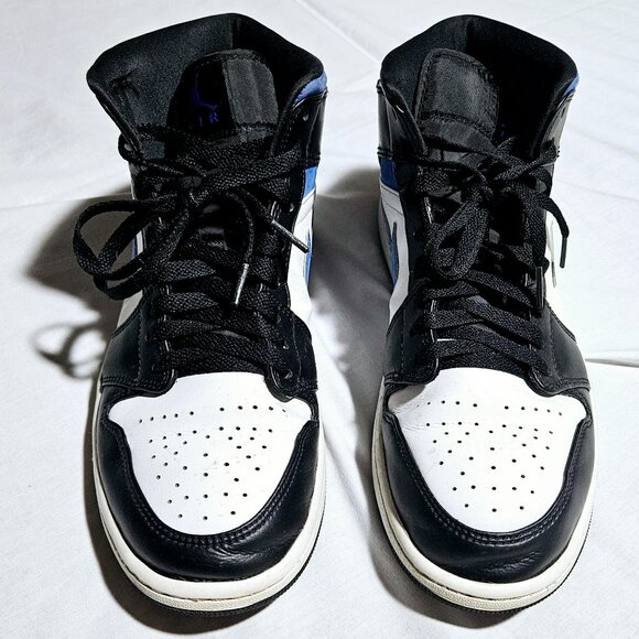 NIKE AIR JORDAN 1 BLACK WHITE BLUE 10.5 USED